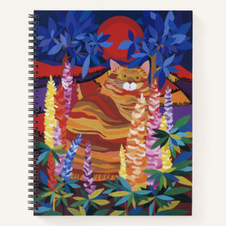 Carnet Chat de gingembre dans le jardin
