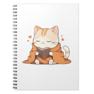 Carnet Chat de lecture cosy Design Kawaii Bookworm Chaton