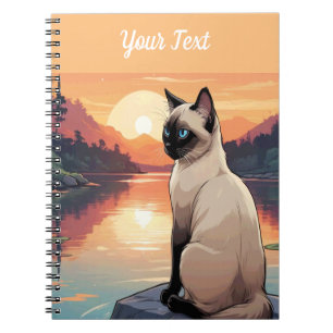Carnet Chat de Siamese par le lac