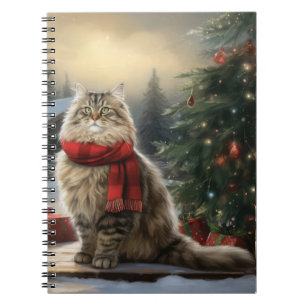 Carnet Chat de Sibérie en Noël de Neige
