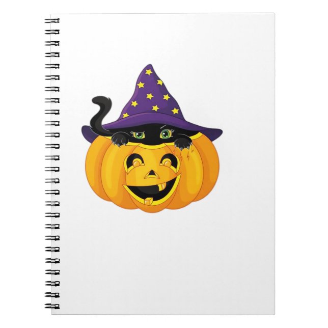 Carnet Chat d'Halloween en Citrouille - Baguette de chato (Devant)