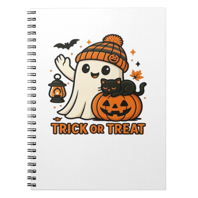 Carnet Chat d'Halloween mignonne en costume Citrouille Cl (Devant)