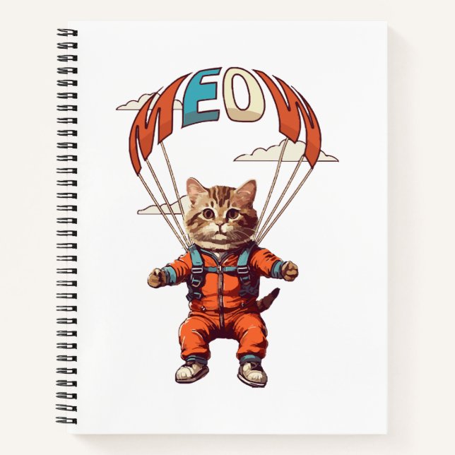 Carnet Chat drôle de parachutisme (Devant)