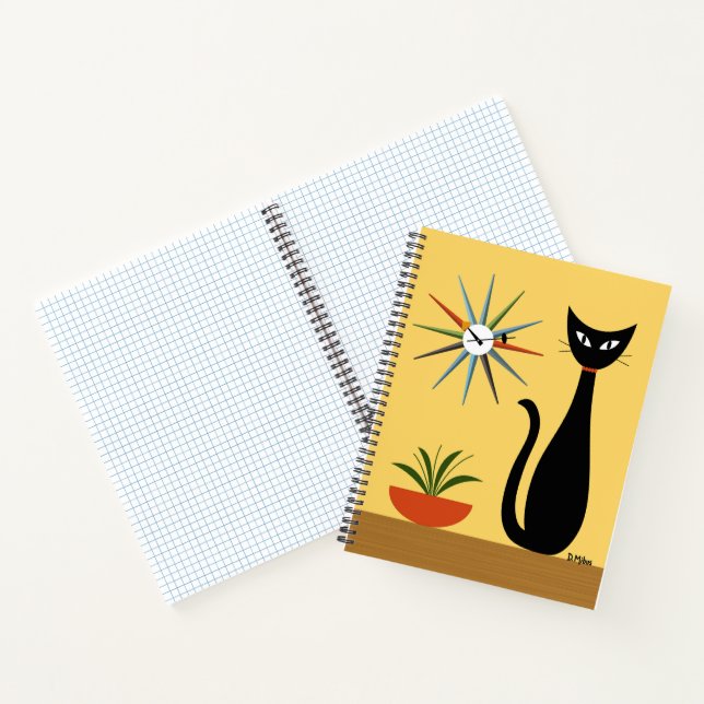 Carnet Chat du milieu du siècle avec horloge Starburst su (Intérieur)