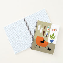 Chat du milieu du siècle avec Tikis sur le mur