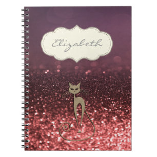 Carnet Chat élégant et stylé, Bokeh scintillant