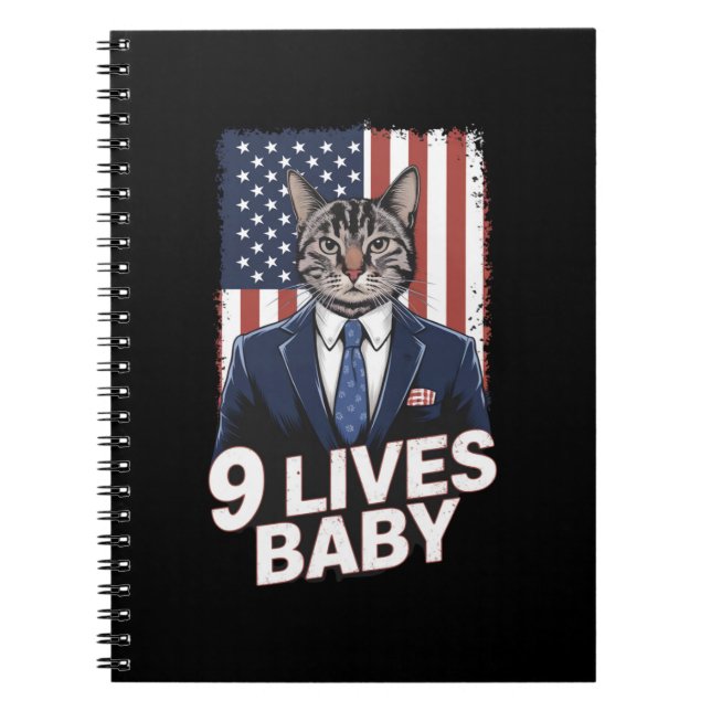Carnet Chat en suite avec Trump cheveux American Flag 9 v (Devant)