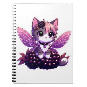 Carnet Chat fée mignonne aux mûres