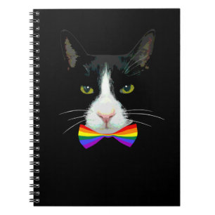 Carnet Chat gay LGBT avec Cravate arc-en-ciel