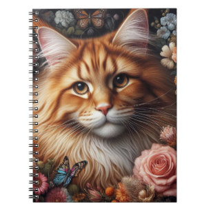 Carnet Chat Maine Coon et roses roses amateurs de chats 