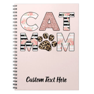Carnet Chat Maman Rose Floral & Leopard Paw