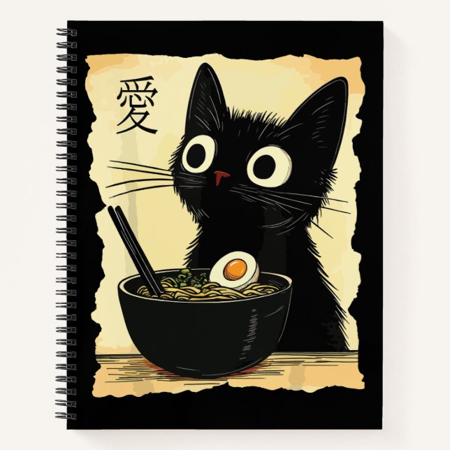 Carnet Chat mangeant des ramen  (Devant)