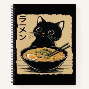 Carnet Chat mangeant des ramen