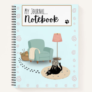 Carnet Chat mignon drôle bleu et noir
