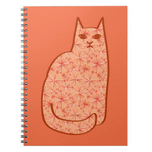 Carnet Chat moderne du milieu du siècle, Coral Orange et 