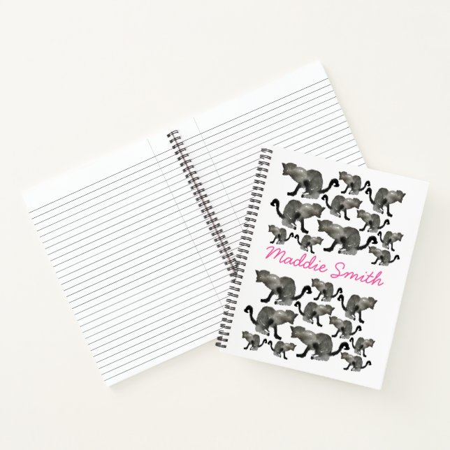 Carnet Chat monochrome couleur noir (Intérieur)