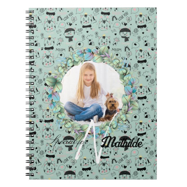 Carnet Chat Motifs Monogramme Personnalisé Votre Enfant P (Devant)