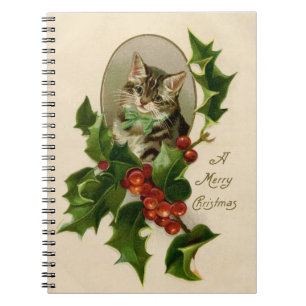 Carnet Chat Noël Joyau Holly Kitten Art antique