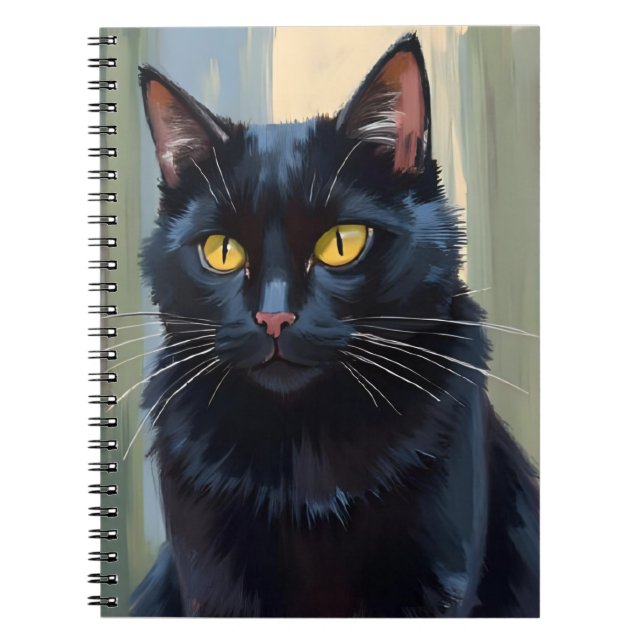 Carnet Chat Noir | Aquarelle Joli Chaton (Devant)