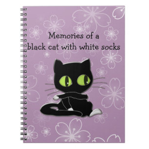 Carnet chat noir avec chaussettes blanches