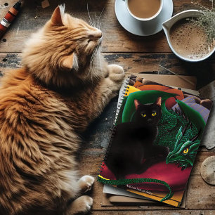 Carnet Chat noir Dragon vert