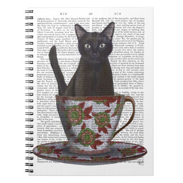 Carnet Chat noir en Teacup (Devant)