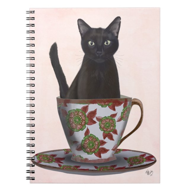 Carnet Chat noir en Teacup (Devant)