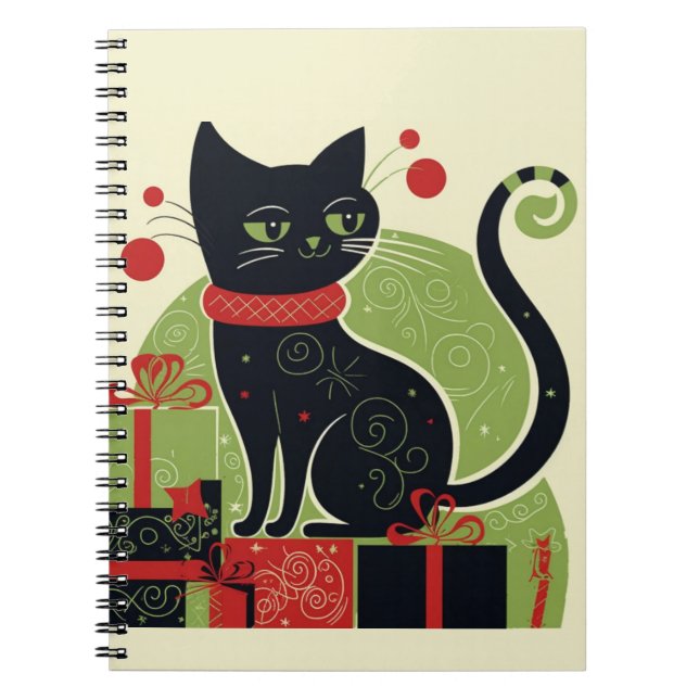 Carnet Chat noir festif (Devant)
