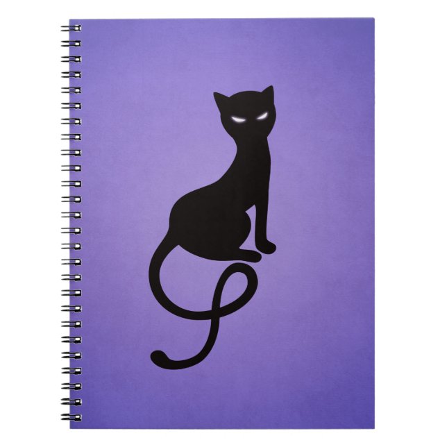 Carnet Chat noir mauvais aimable pourpre (Devant)
