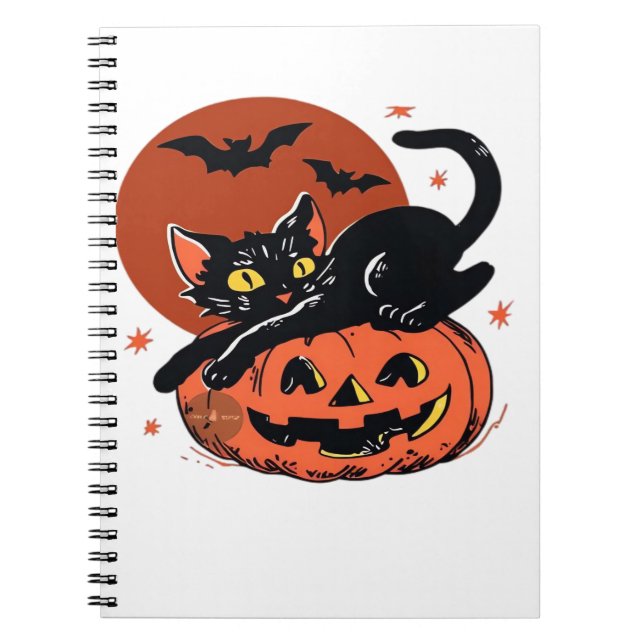 Carnet Chat noir, Nostalgique T-shirt classique Halloween (Devant)