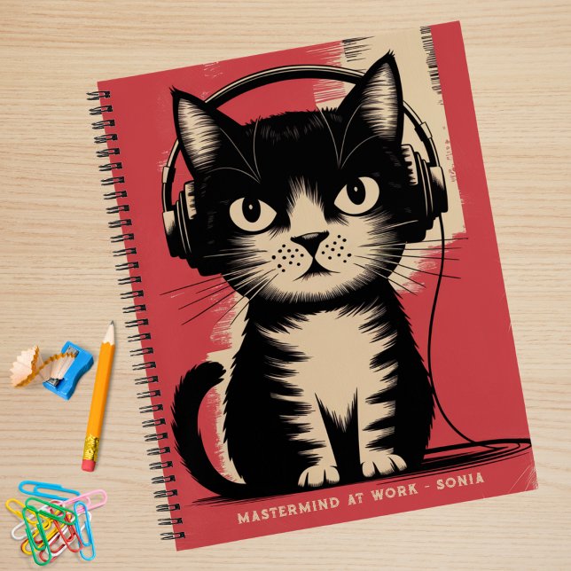 Carnet Chat Noir Rétro, Masterminat Au Travail & Nom, Drô (Créateur téléchargé)