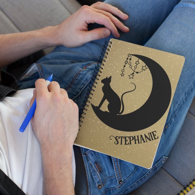 Carnet Chat Noir Silhouette Sur Parties scintillant Or Ci (Créateur téléchargé)