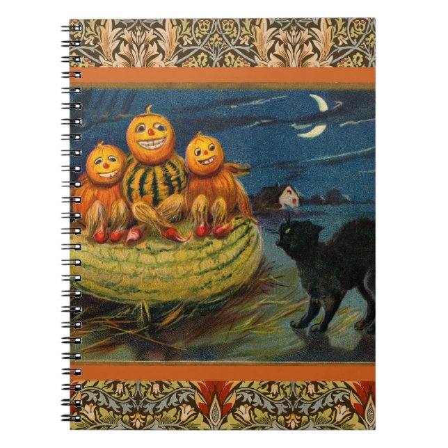 Carnet Chat noir vintage Halloween Citrouille (Devant)