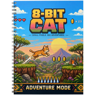 Carnet Chat, Rétro Pixel Art 8-Bit