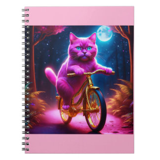 Carnet Chat Rose Sur Vélo D'Or