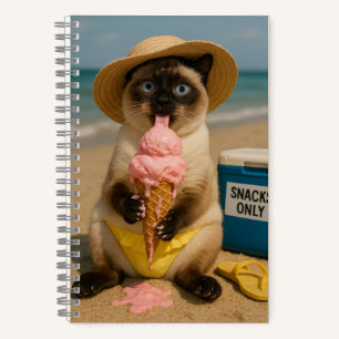Carnet Chat siamois à la plage