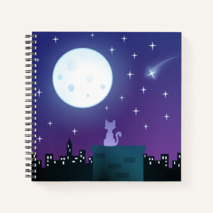 Carnet Chat Sous Le Feu Lune