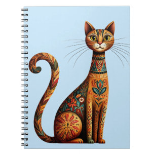 Carnet Chat tribal boho mignon art folklorique avec des f