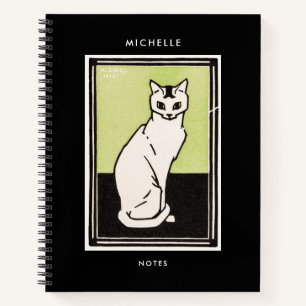 Carnet Chat vintage noir vert blanc