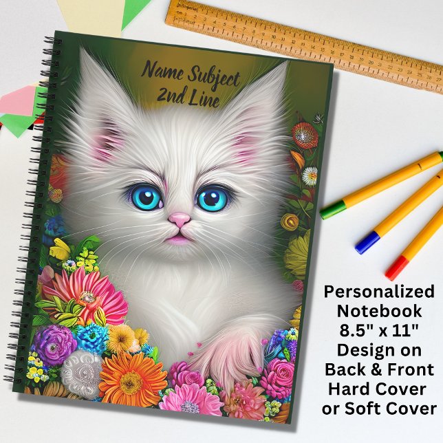 Carnet Chaton Blanc Avec Fleurs (Créateur téléchargé)