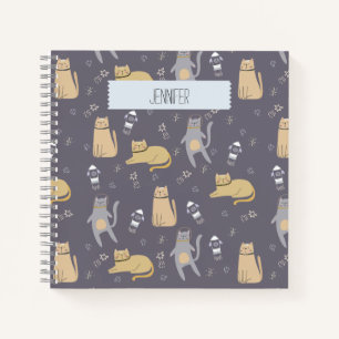 Carnet Chats dans l'espace Motif sans couture Nom personn