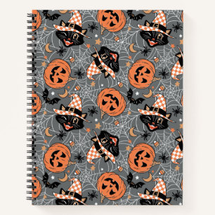 Carnet Chats d'Halloween vintages et Motifs Citrouille