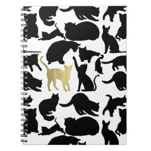 Carnet Chats en or noir