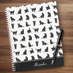 Carnet Chats en Silhouette noire Motif avec prénom
