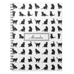 Carnet Chats en Silhouette noire Motif avec prénom