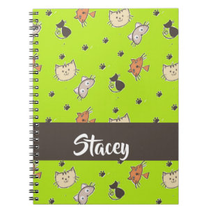 Carnet Chats mignons en vert