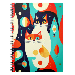 Carnet Chats modernes du milieu du siècle sur un Arrière
