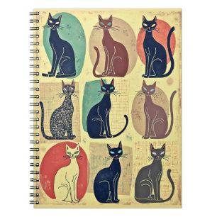 Carnet Chats modernes vintages du milieu du siècle
