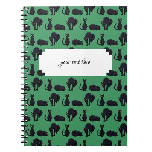 Carnet Chats Noirs Blocs Halloween Pixel Art Motif (Devant)