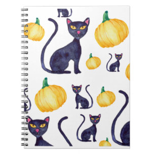 Carnet Chats Noirs D'Halloween Et Design Citrouille Orang